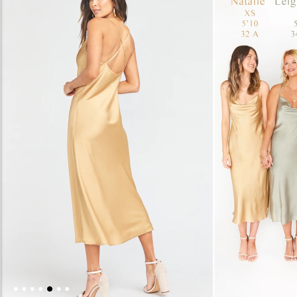 Show me your MUMU Verona cowl dress in True Gold Luxe Satin.